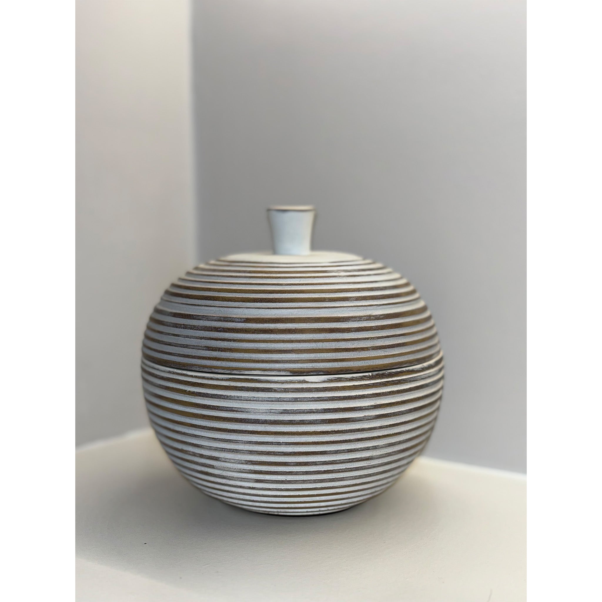 Rounded Ribbed Jar with Lid
